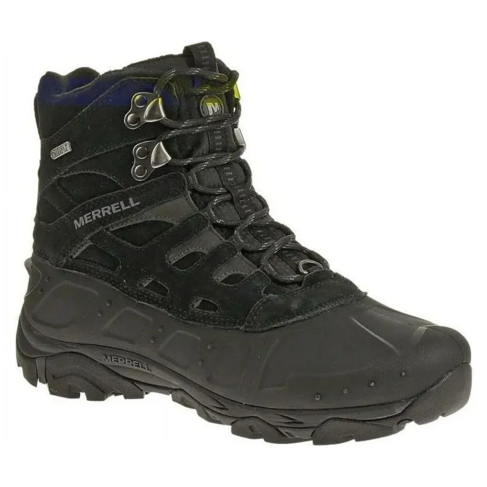 Merrell Mens Moab Polar Boot Size 10 Waterproof Black Leather Hiking Insulated